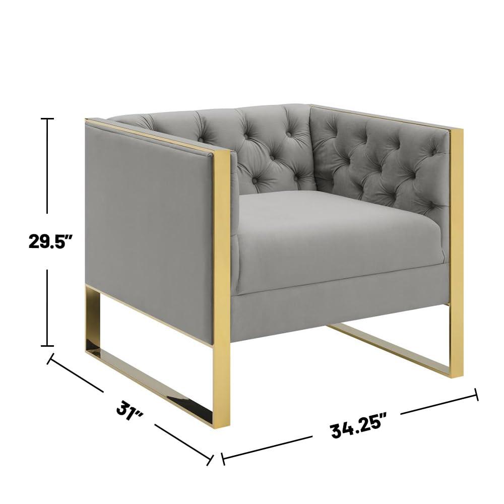 Eastbrook Gray Velvet Tufted Stationary Accent Chair