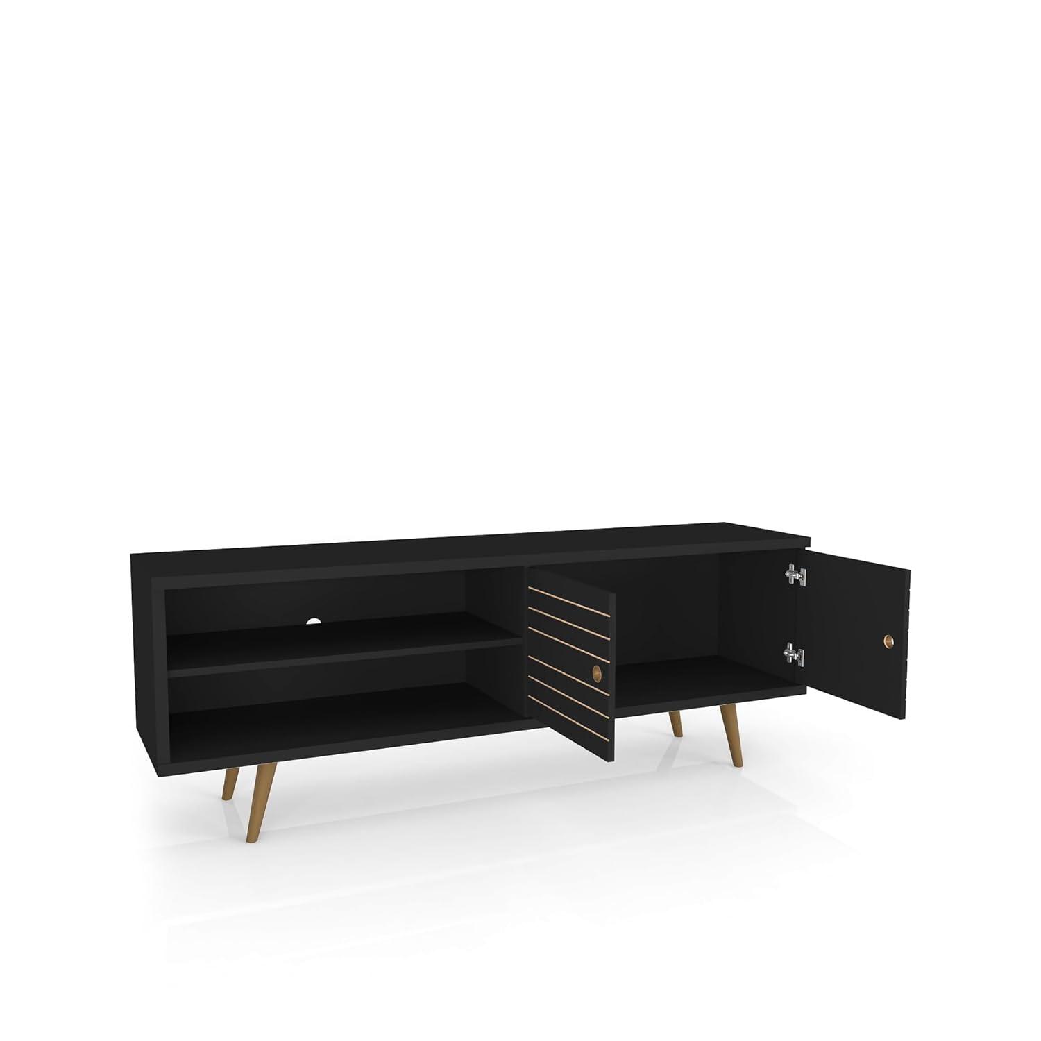 Liberty 2 Shelves and 2 Doors TV Stand for TVs up to 60" Black - Manhattan Comfort