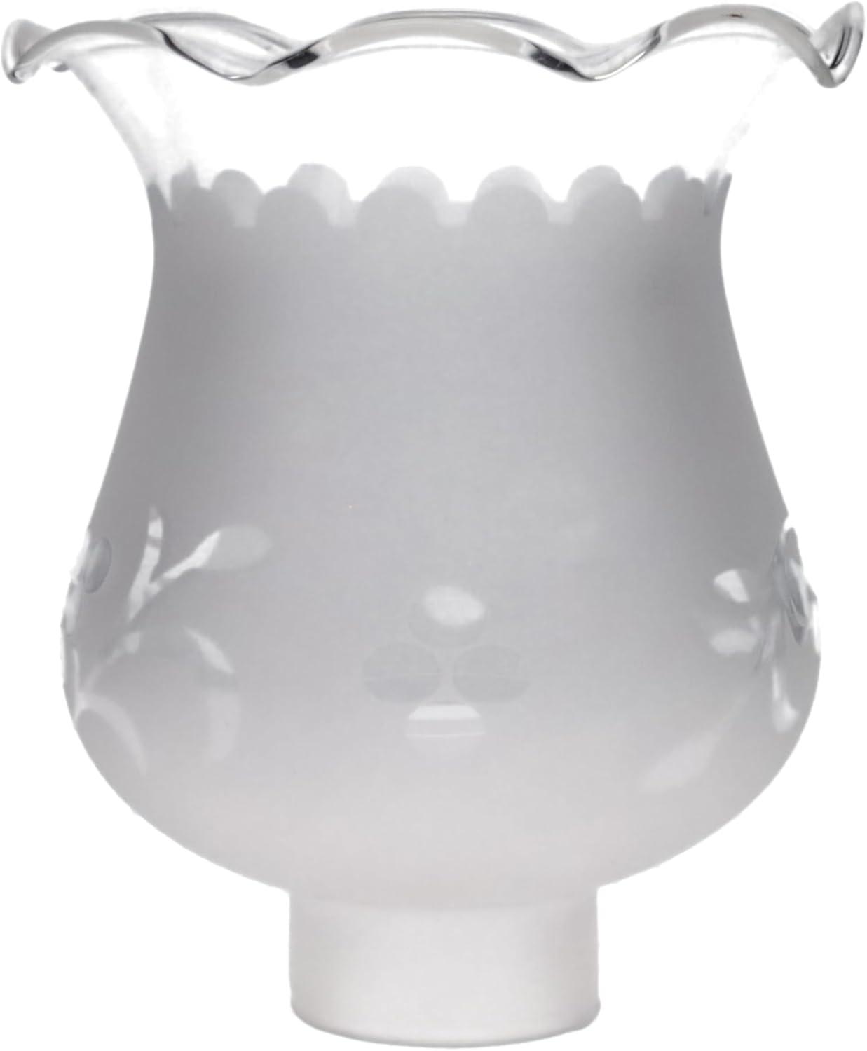 B&P Lamp 1 5/8 Inch Fitter Colonial Style Frosted and Etched Design Glass Lamp Shade for Vintage and Antique Style Globes