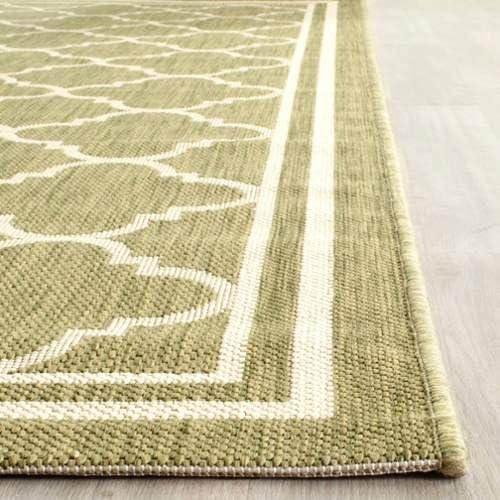 SAFAVIEH Courtyard Alina Geometric Indoor/Outdoor Area Rug, 6'7" x 9'6", Green/Beige