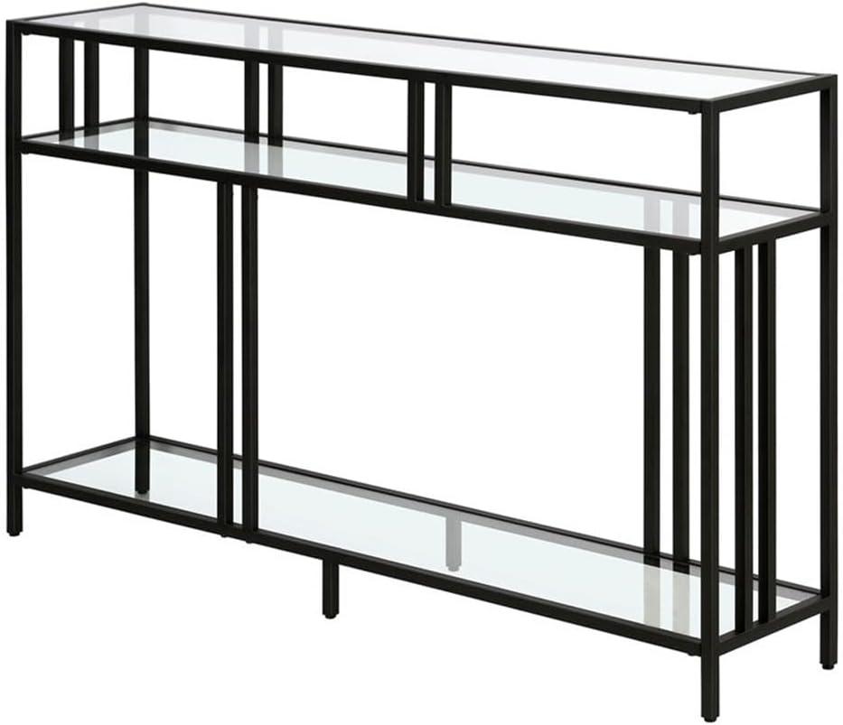 Henn&Hart 48" Blackened Bronze Metal/Glass Console Table