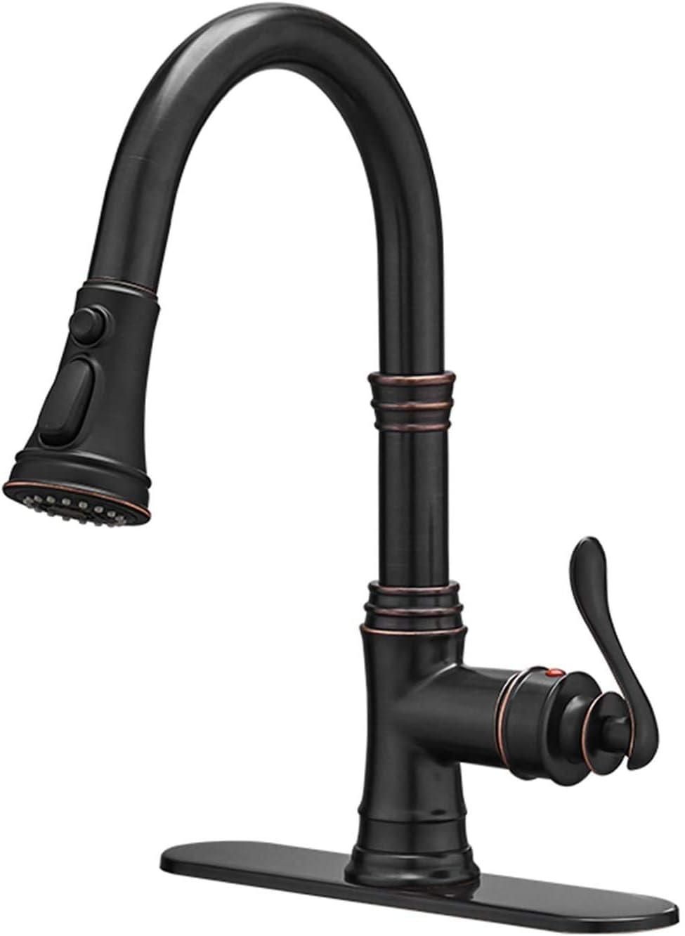 Oil Rubbed Bronze High Arc Kitchen Faucet with Pull-Out Spray