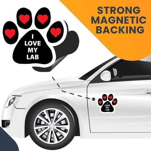 Magnet Me Up I Love My Lab Pawprint Magnet Decal, 5 Inch, Vinyl Automotive Magnet