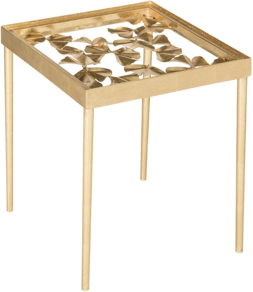 SAFAVIEH Otto 30 in. H Solid Glam Ginko Leaf Side Table, Gold