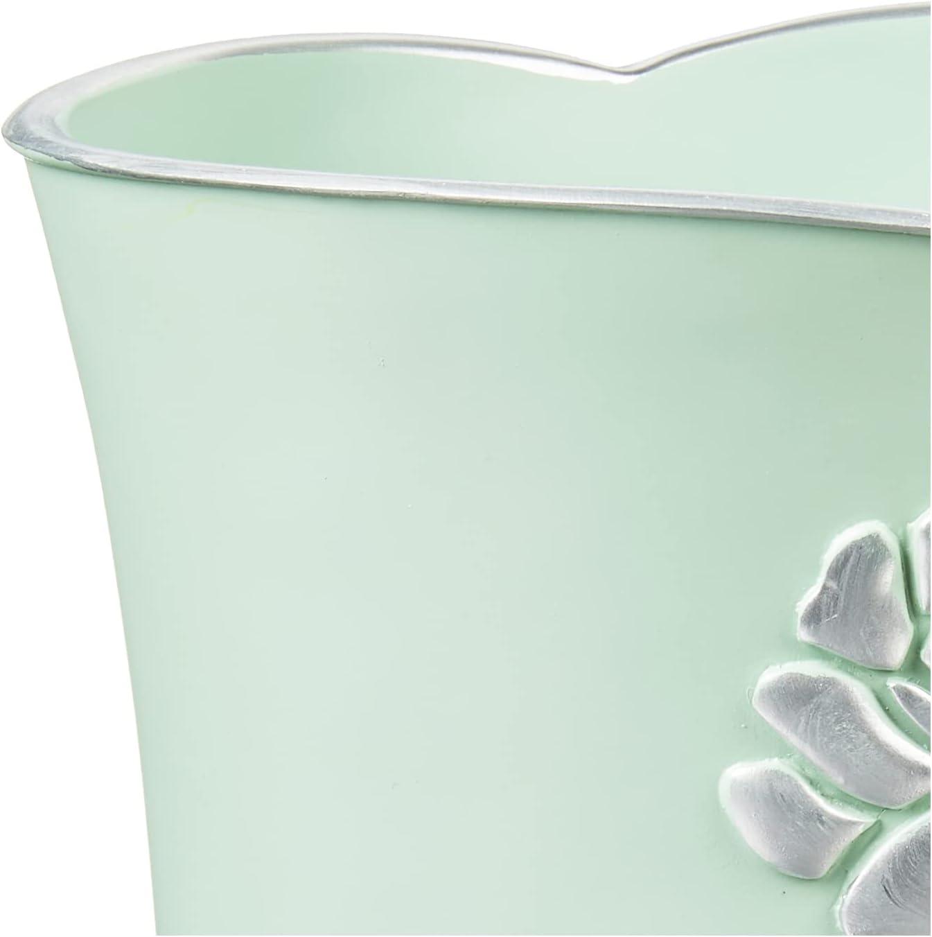 Aqua and Pearl White Floral Plastic Bathroom Waste Basket