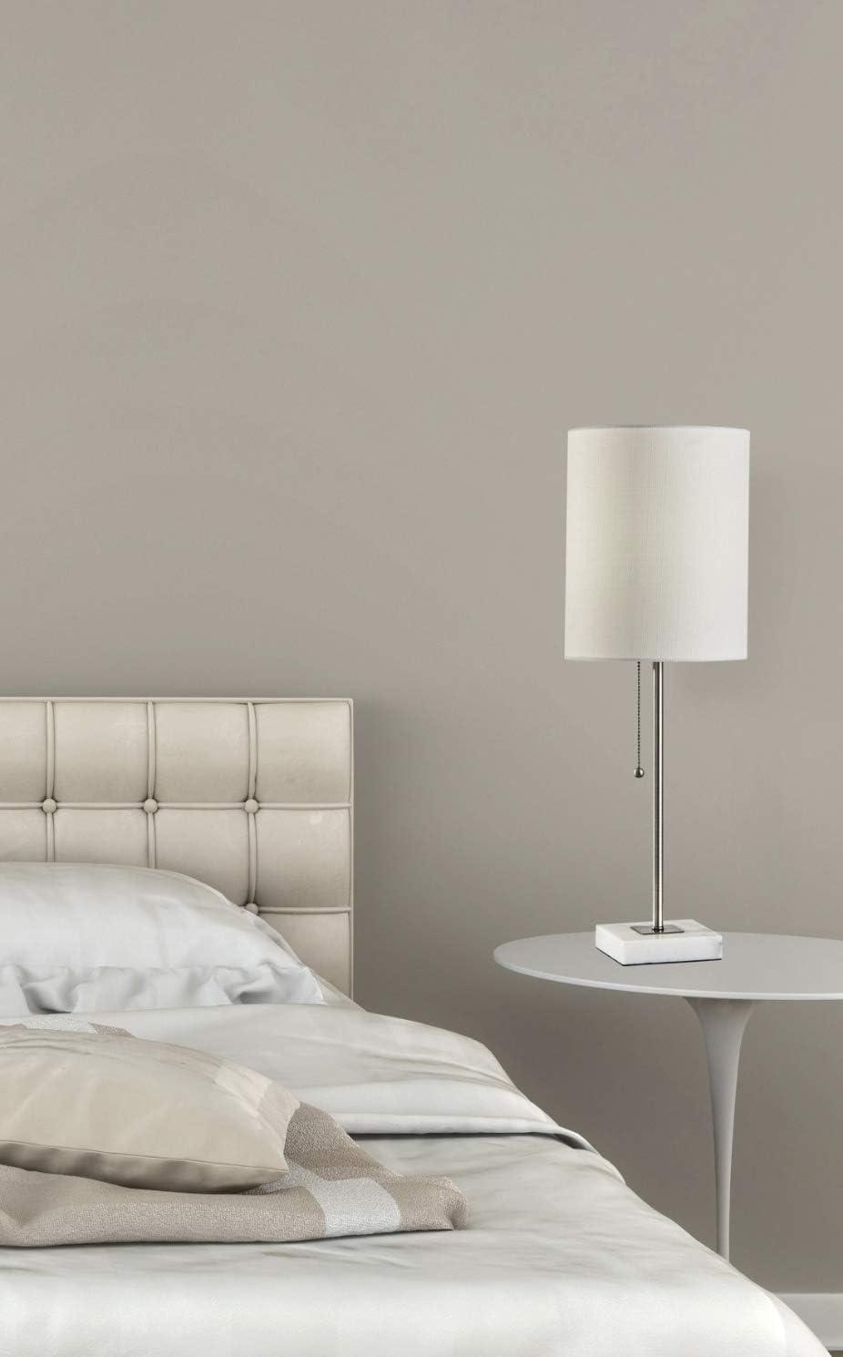 Adesso 23" Fiona Table Lamp Steel: Marble Base, Brushed Finish, Pull Chain Switch