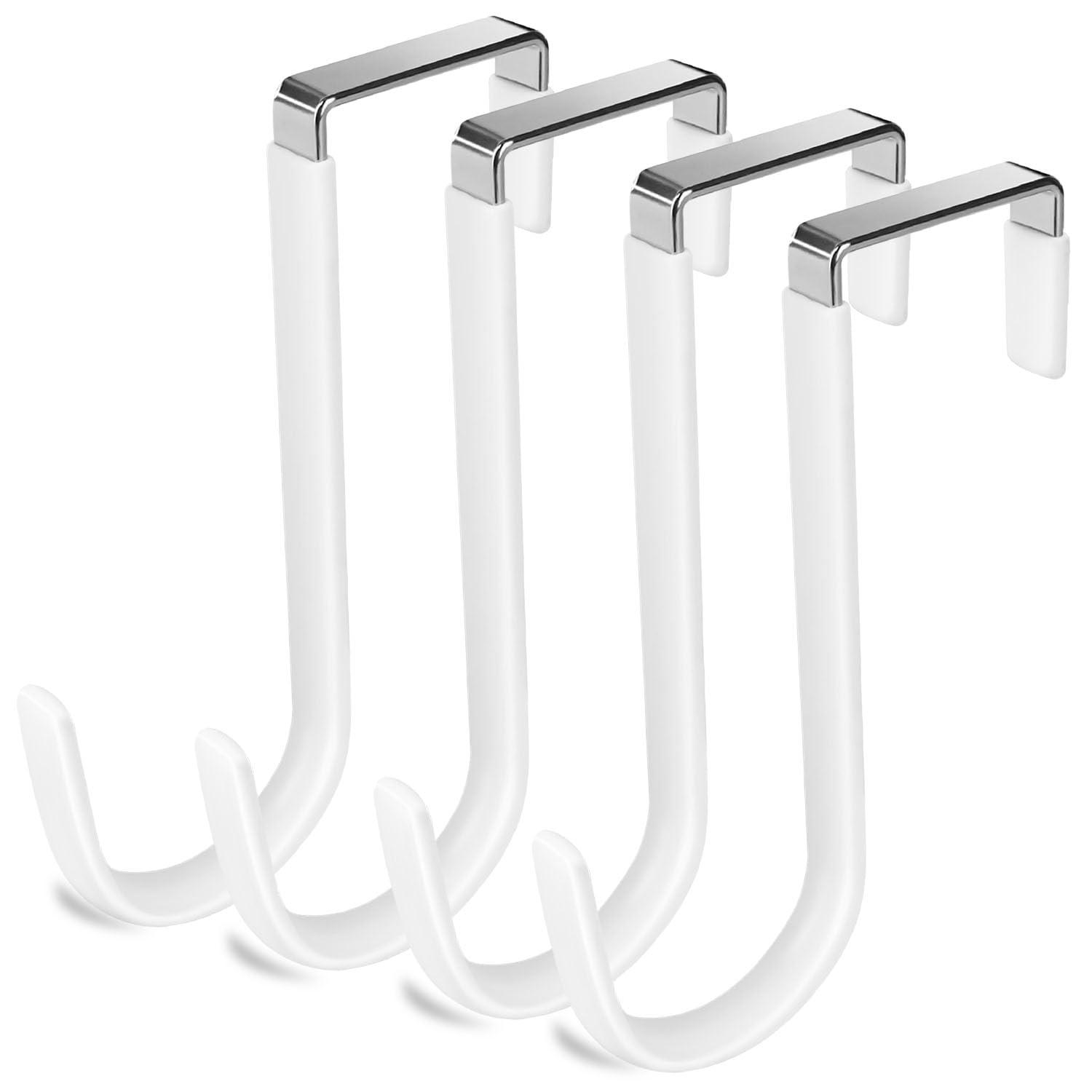 Over The Door Hooks, 4 Pack Upgraded Long Door Hangers Hooks with Rubber Prevent Scratches Heavy Duty Organizer Hooks for Hanging Clothes, Towels, Hats, Coats, Bags Black