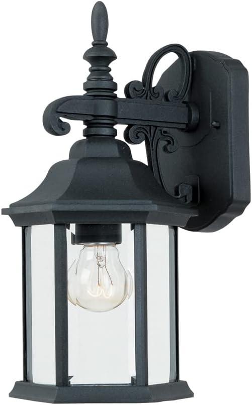 Black Cast Aluminum 14.25" Outdoor Wall Lantern with Clear Glass