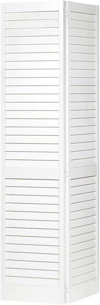 Kimberly Bay 28 in. x 80 in. Plantation Louvered Solid Core Painted White Wood Interior Closet Bi-Fold Door