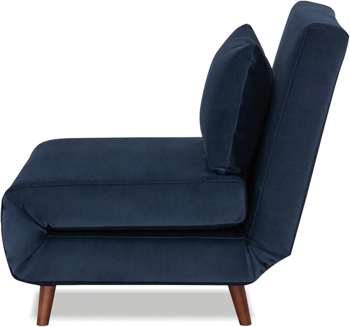 A&D Home Tustin Polyester Convertible Futon Chair, Velvet Blue
