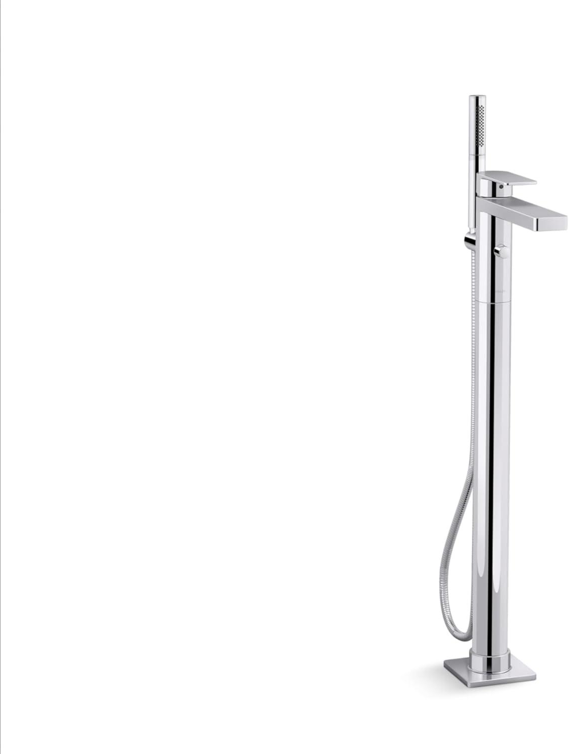 Parallel Floor-Mount Bath Filler Trim With Handshower