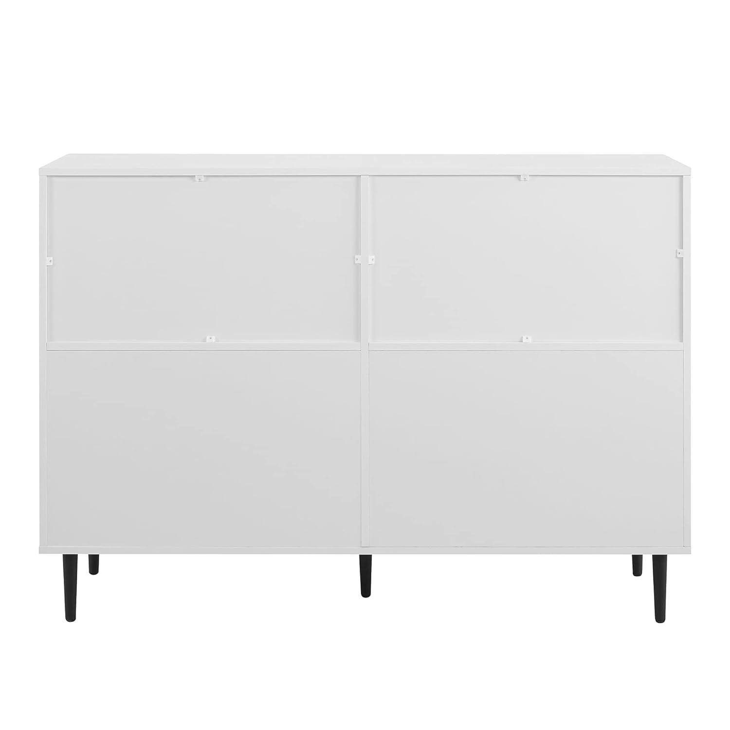 Walker Edison Mila Modern 6 Drawer Storage Buffet, 52 Inch, White and Rustic Oak