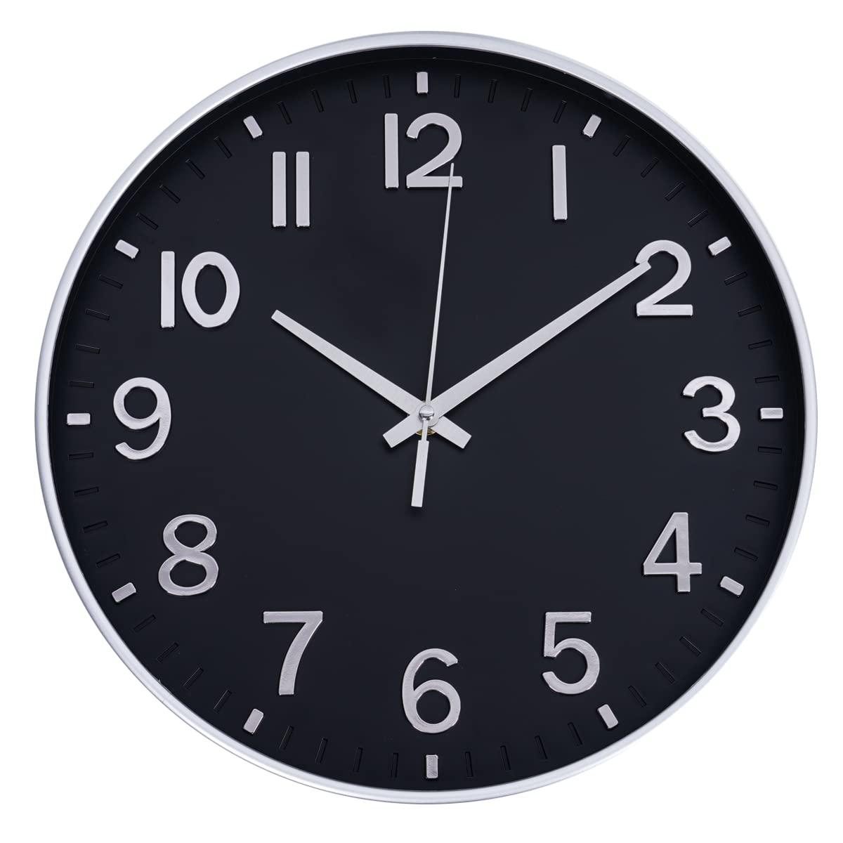 Warkul 12-Inch Wall Clock High-precision Battery Operated Easy-to-Read Silent Non-Ticking Quartz Clock Wall Art Decoration