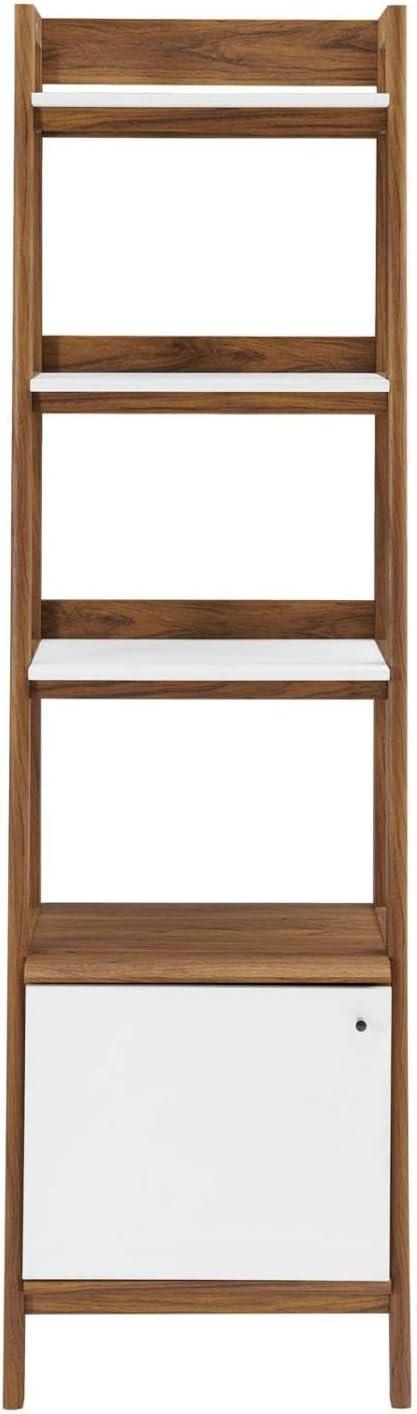 Bixby 71" Walnut and White Bookshelf with Storage