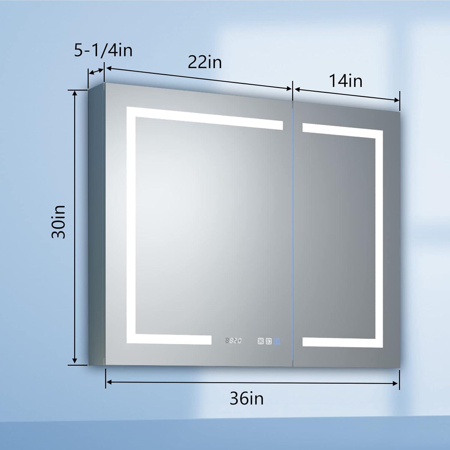 ExBrite 36" x 30" LED Lighted Bathroom Medicine Cabinet with Mirror