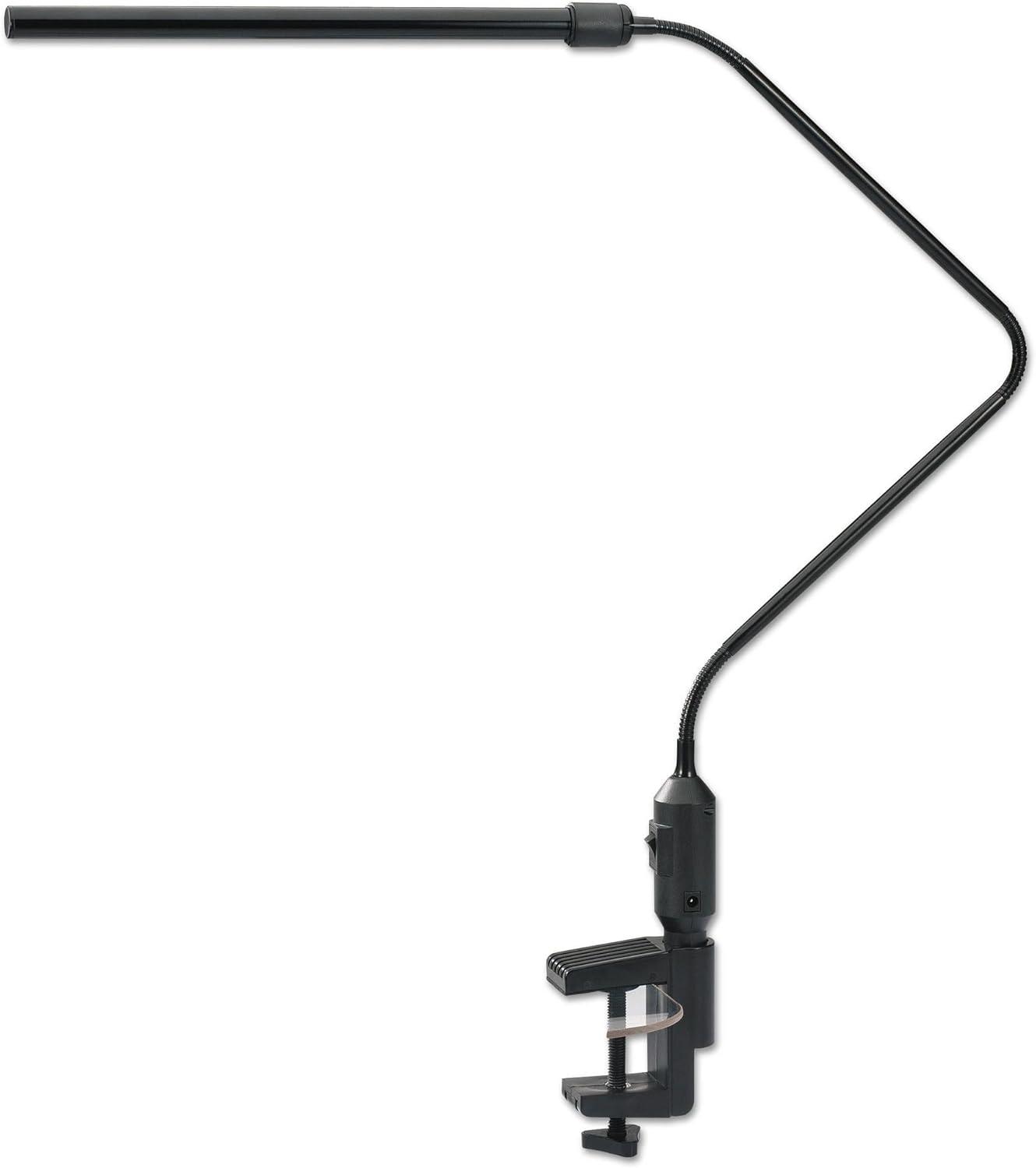 Black Adjustable LED Clip-On Desk Lamp with Interchangeable Base