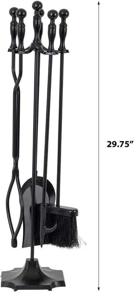 Modern Ember Cascade 5 Piece Fireplace Tool Set in Black