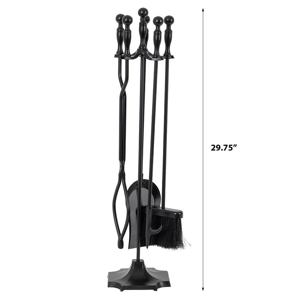 Modern Ember Cascade 5 Piece Fireplace Tool Set in Black