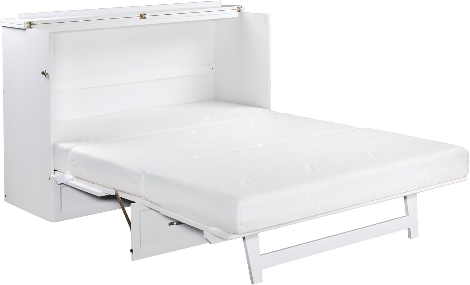 Queen Deerfield Murphy Bed Chest with Charging Station White - AFI: Space-Saving, Fold-Out Mattress, Elegant Design