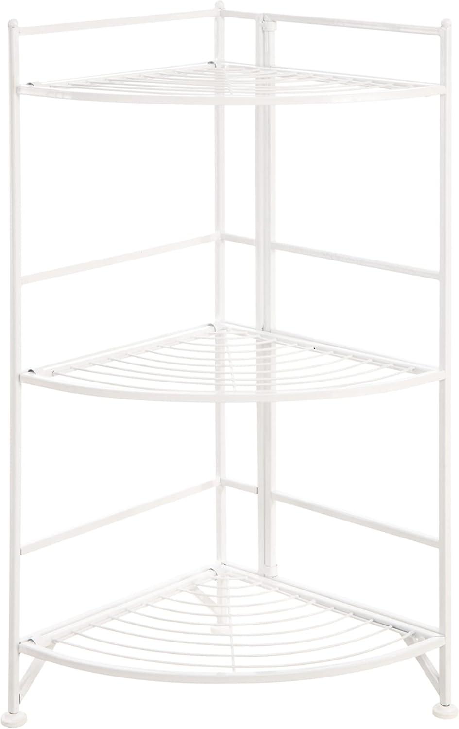 Convenience Concepts Designs2Go Corner Plant Stand in White Metal Frame Finish