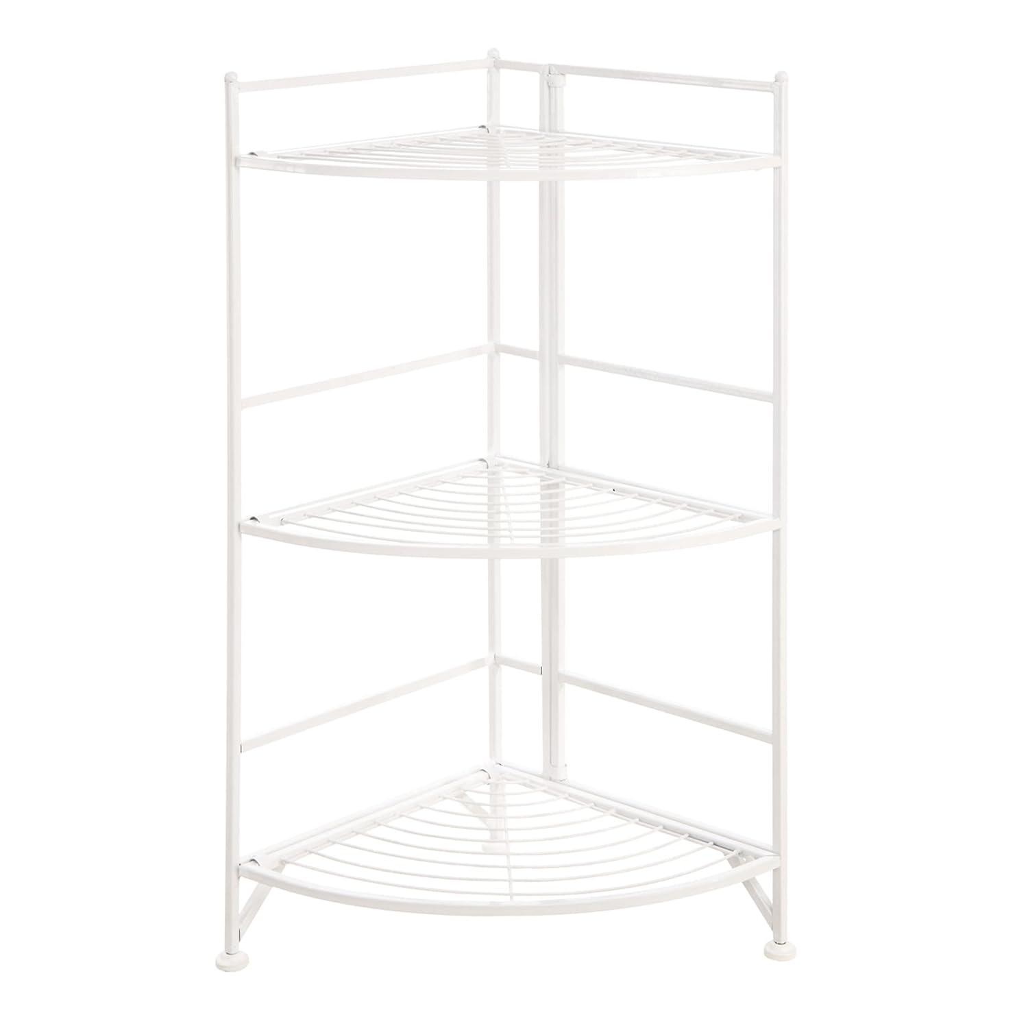 Convenience Concepts Designs2Go Corner Plant Stand in White Metal Frame Finish