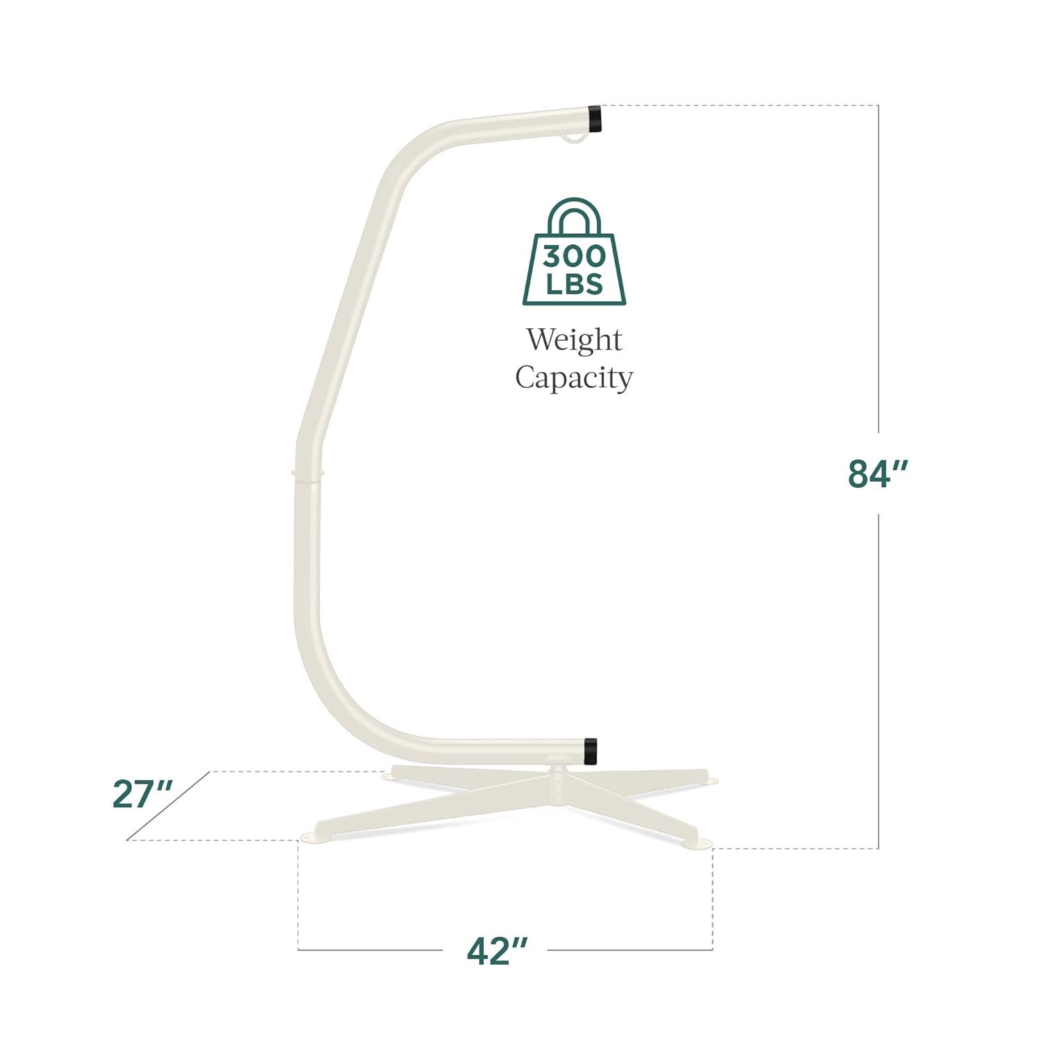 Best Choice Products Metal Hanging Hammock C-Stand for Chair/ Weather-Resistant Finish, Offset Base - Stand Only - Beige