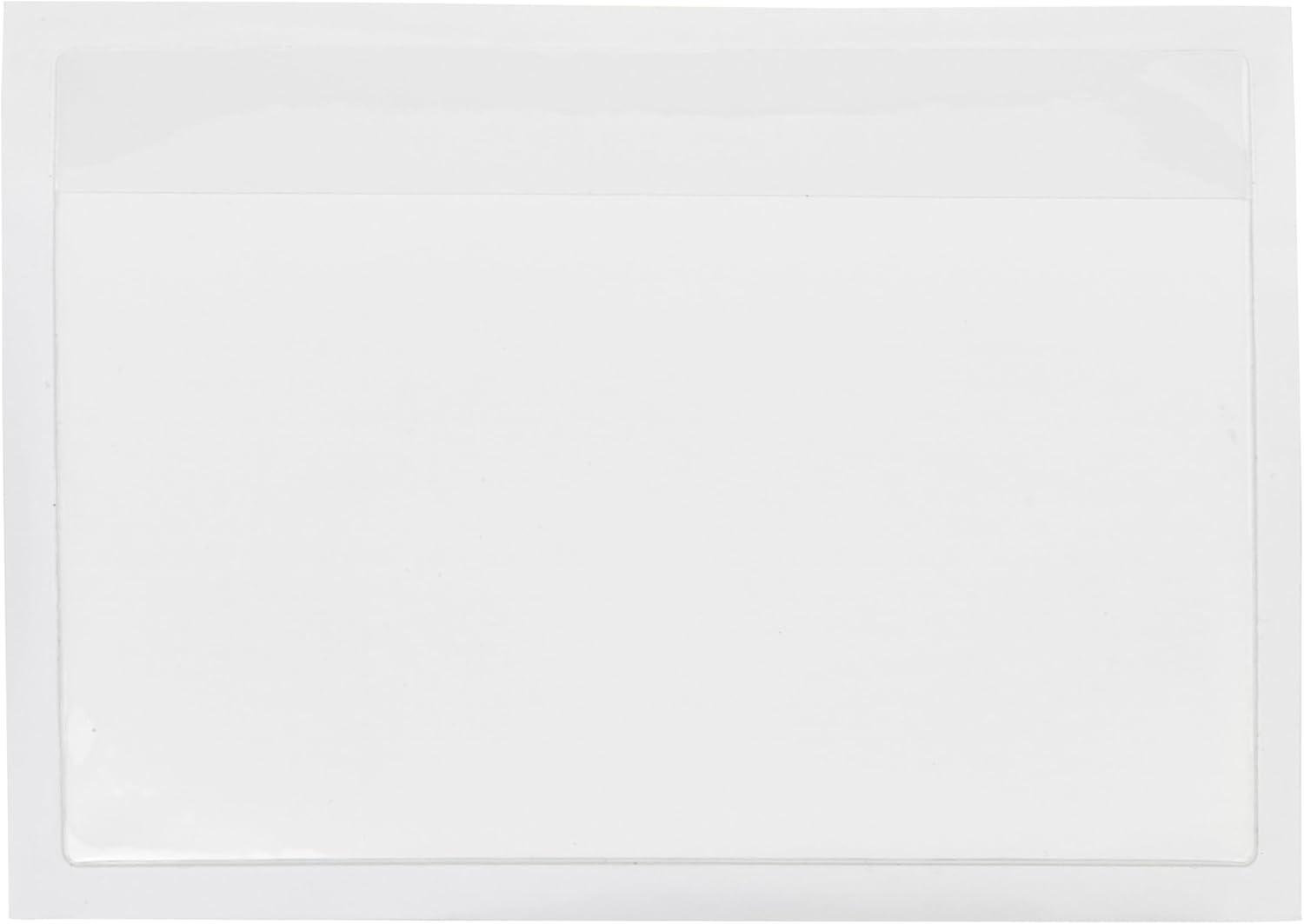 Juvale 100 Pack Clear Pockets Sleeves for Index Cards 3x5, Bulk Self-Adhesive Top Load Label, Plastic Holder Protectors for Office Storage Supplies