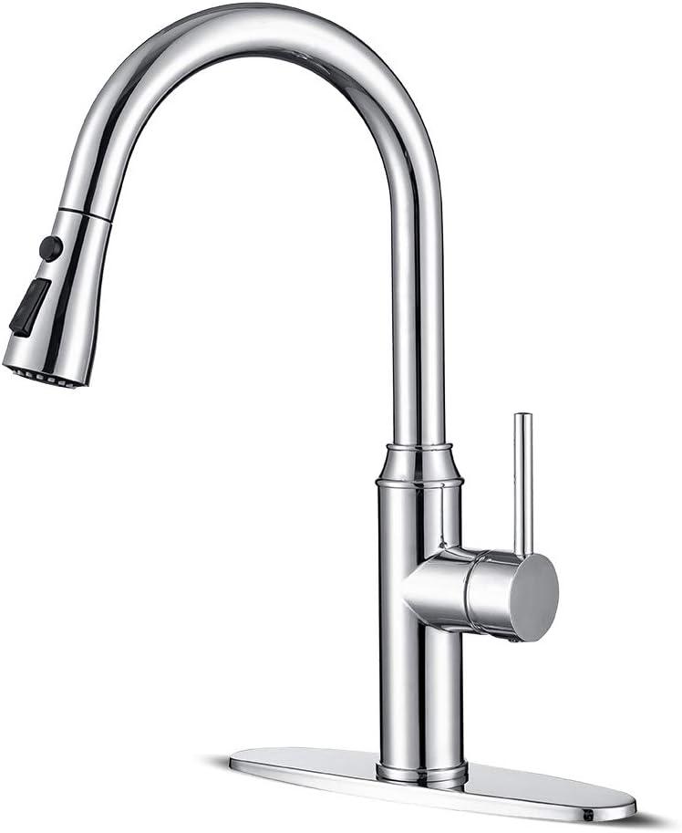 GAGALIFE Single Handle Pull Down Sprayer Kitchen Faucet High Arc Stainless Steel Faucet with 3-Function Sprayer JJL-CL-PT-SDP-C