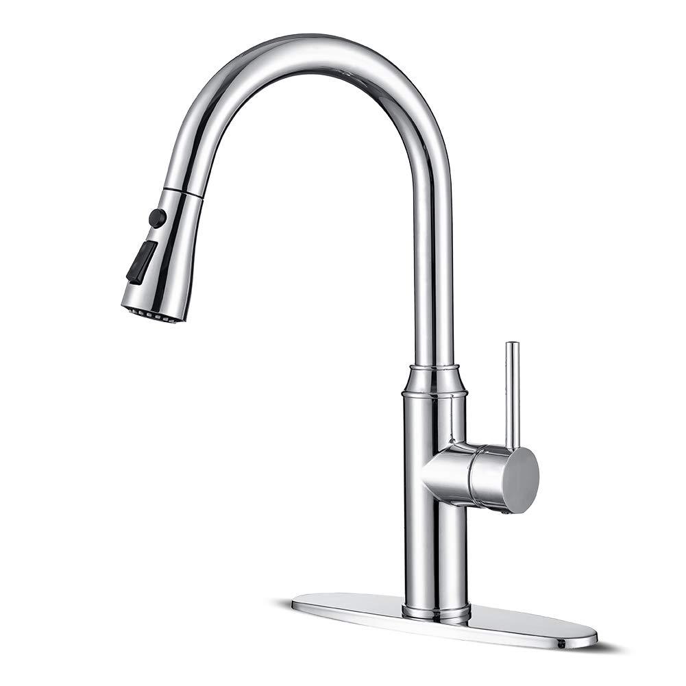 GAGALIFE Single Handle Pull Down Sprayer Kitchen Faucet High Arc Stainless Steel Faucet with 3-Function Sprayer JJL-CL-PT-SDP-C