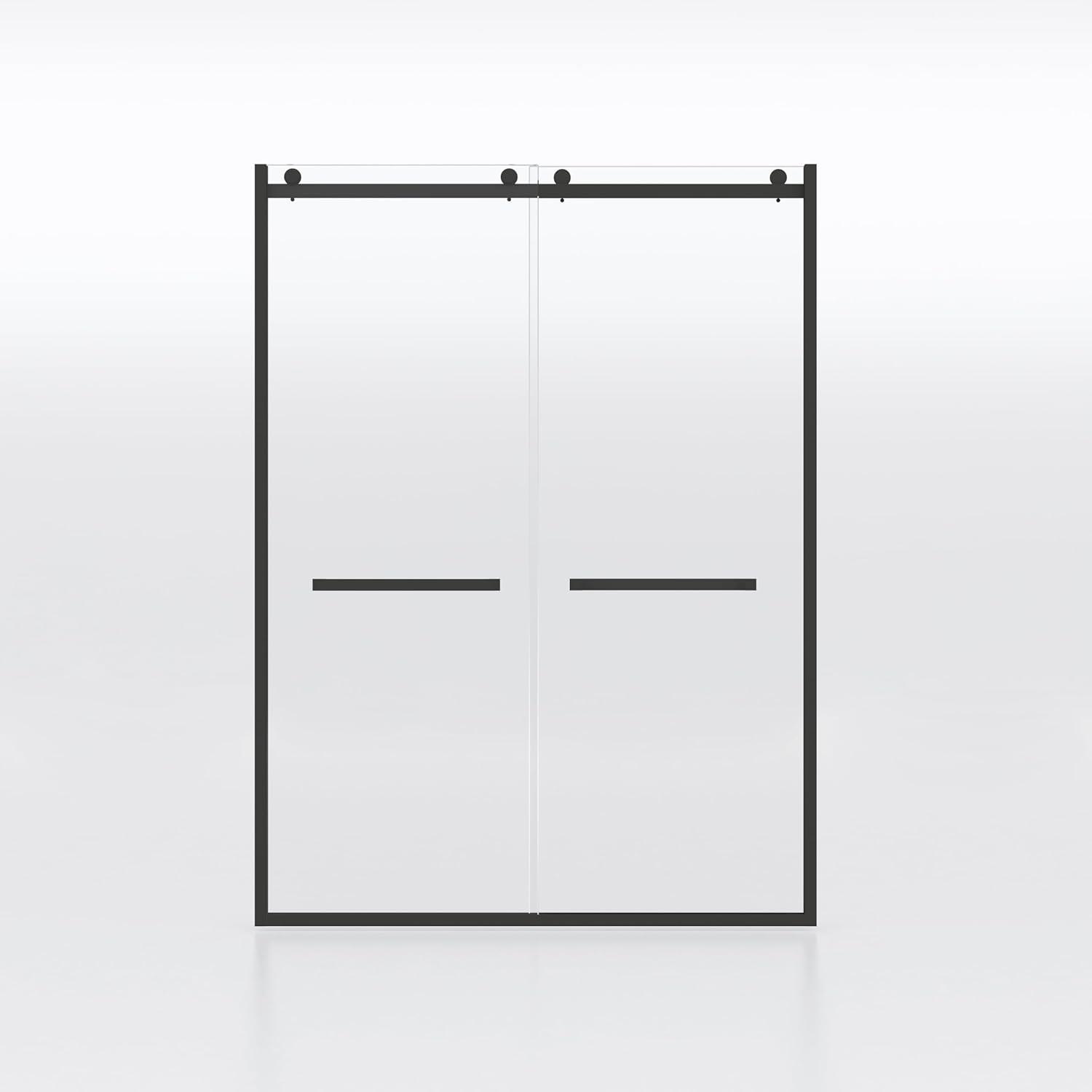 60 in. x 76 in. Semi-Frameless Sliding Shower Door in Matt Black