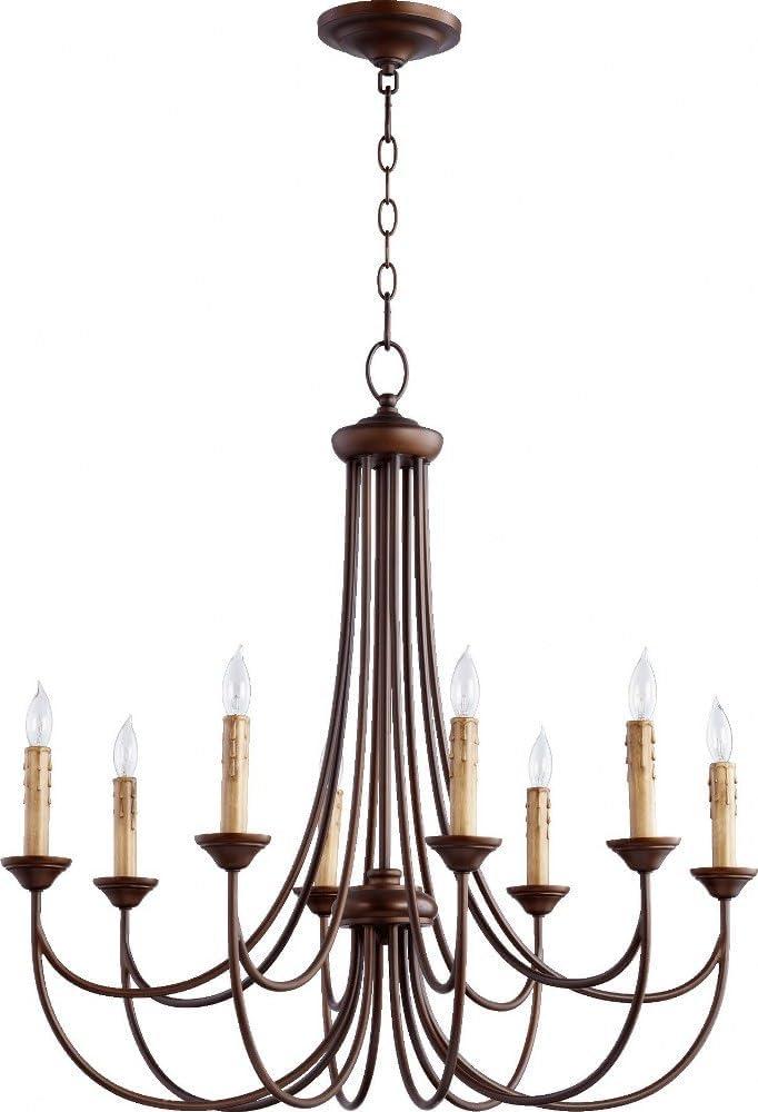 Quorum Lighting Brooks 8-Light Chandelier, Oiled Bronze, 8 Bulbs, 28.75 Width, 30 Height