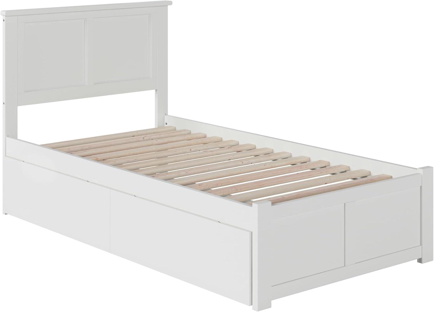 Madison Platform Bed with Flat Panel Foot Board and 2 Urban Bed Drawers in Multiple Colors and Sizes