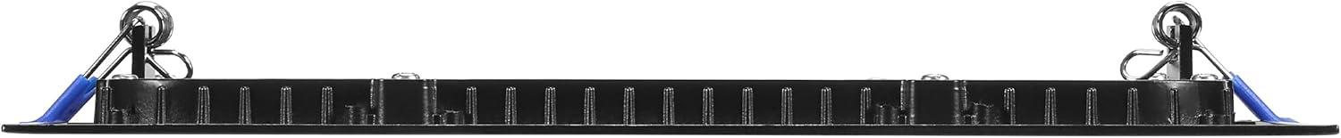 Maxxima 8 in. 5CCT Square Recessed LED Downlight, 1400 Lumens Slim Flat Panel Color Selectable 2700K/3000K/3500K/4000K/5000K, Dimmable, Canless IC Rated, Black Trim, J-Box Included