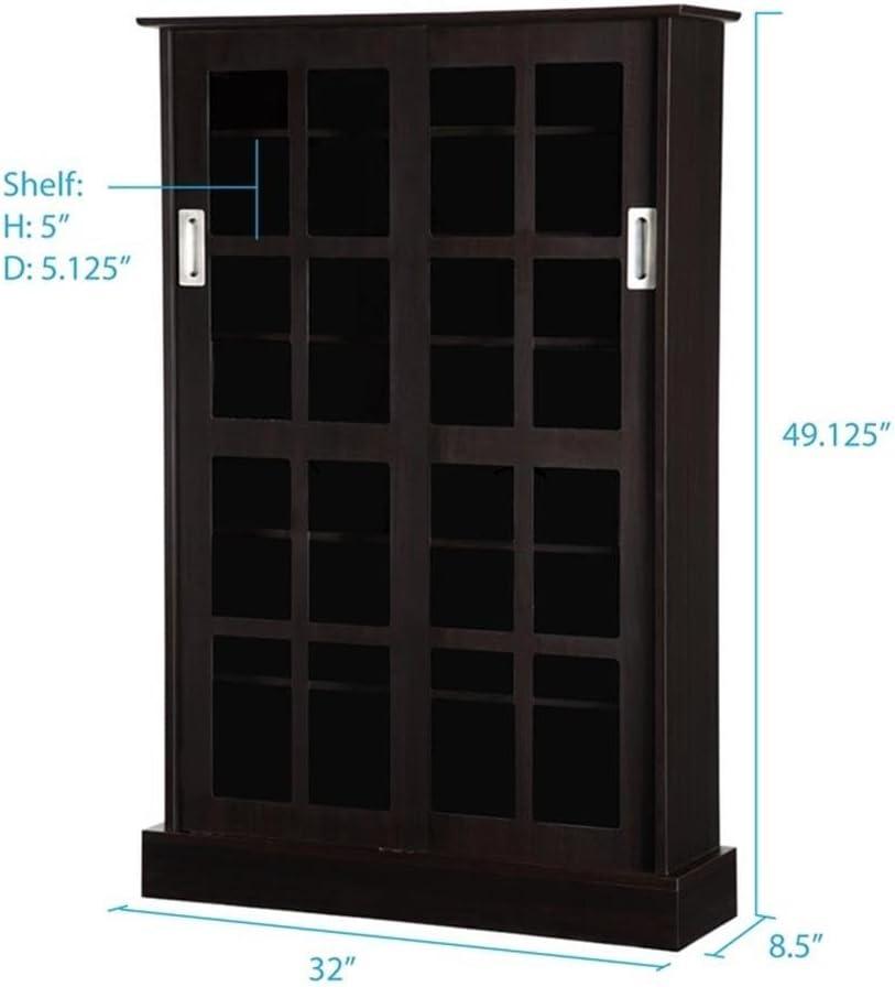 Windowpane Cabinet Media Storage Espresso 49" - Atlantic