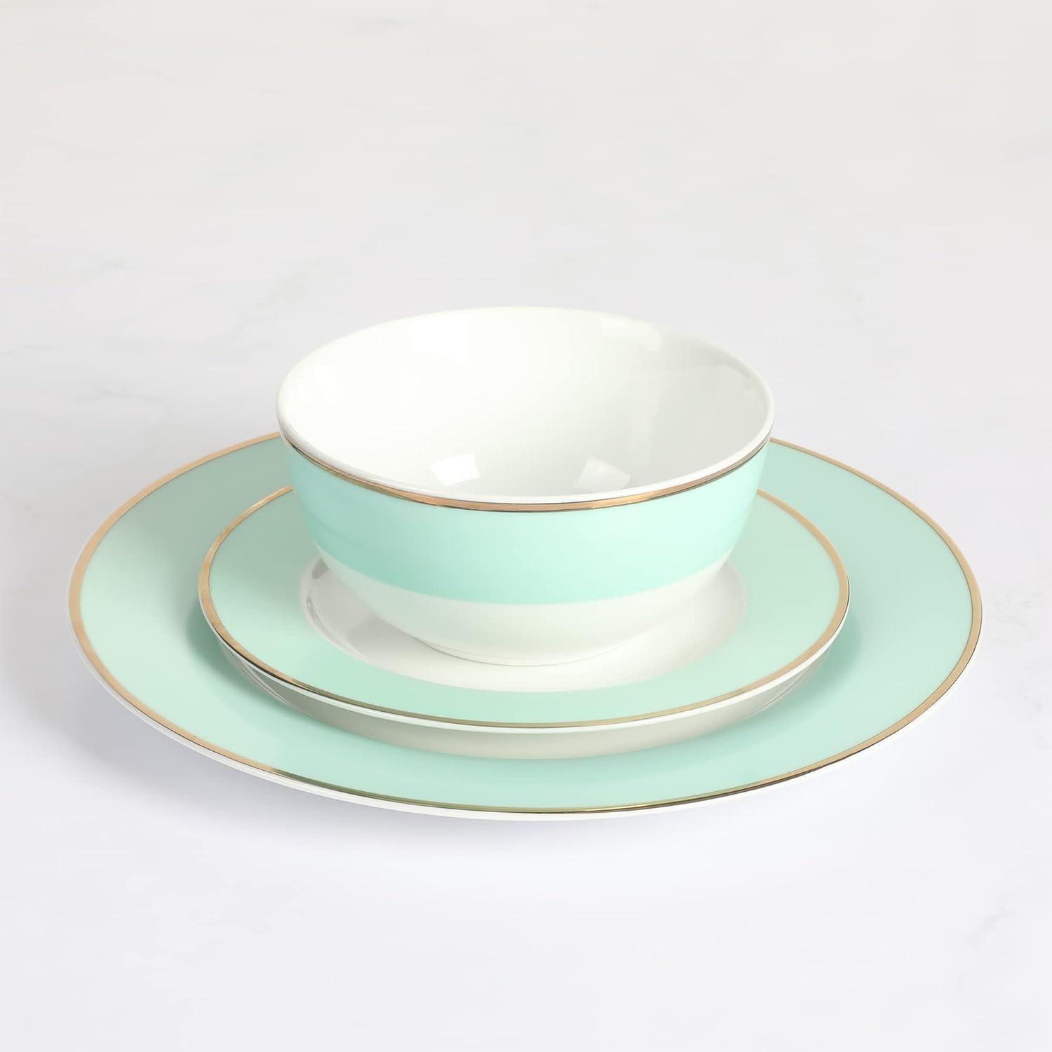 Coastal Blue and White Porcelain Dinnerware Set, Service for 4