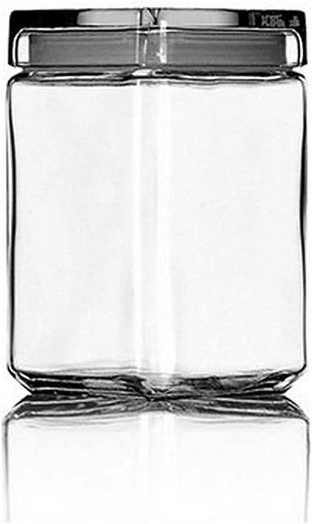 Clear Stackable Glass Jar Canister with Lid, 1.5 Qt