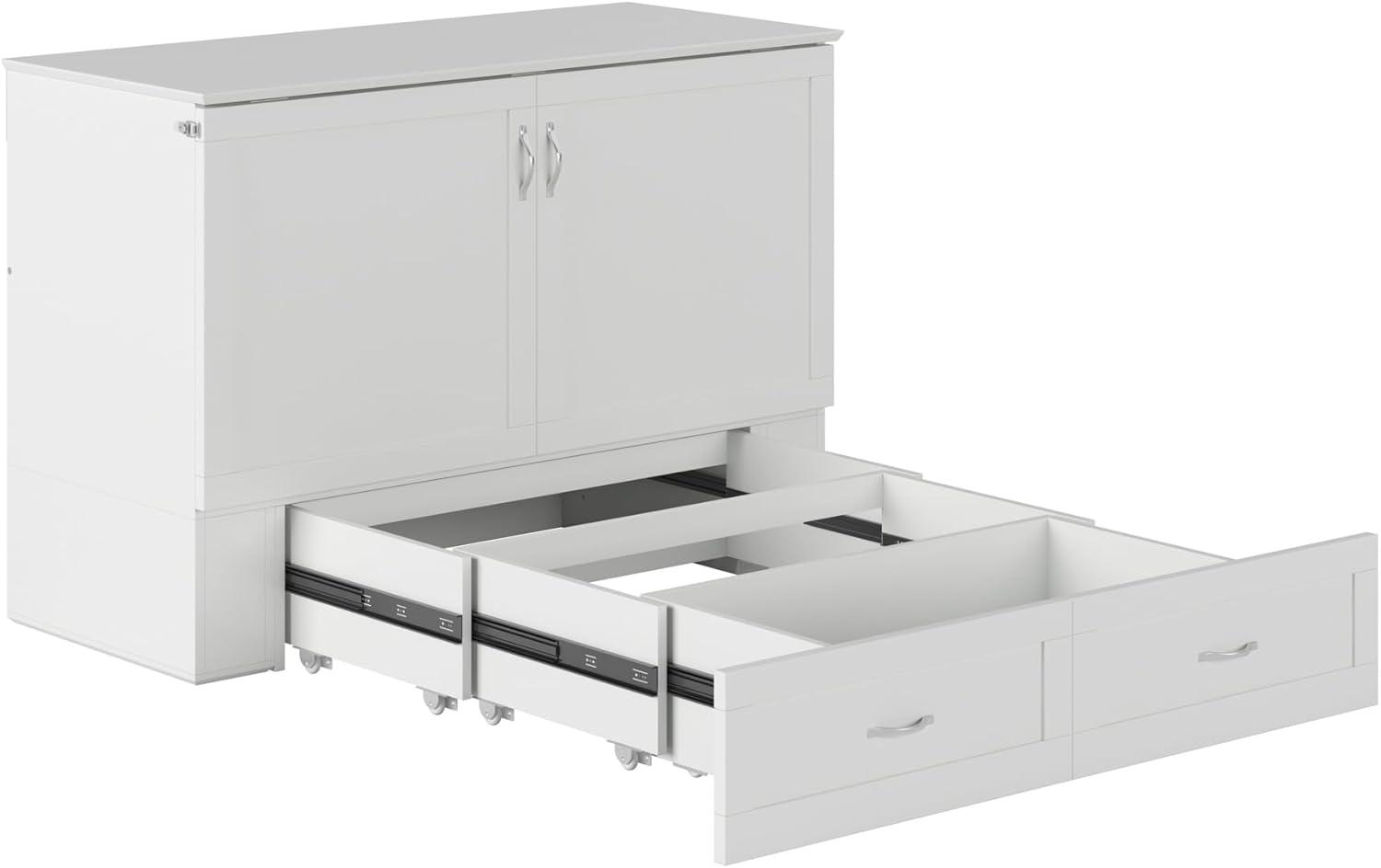 AFI Hamilton Full Solid Wood Murphy Bed Chest with Built-In Charger in White