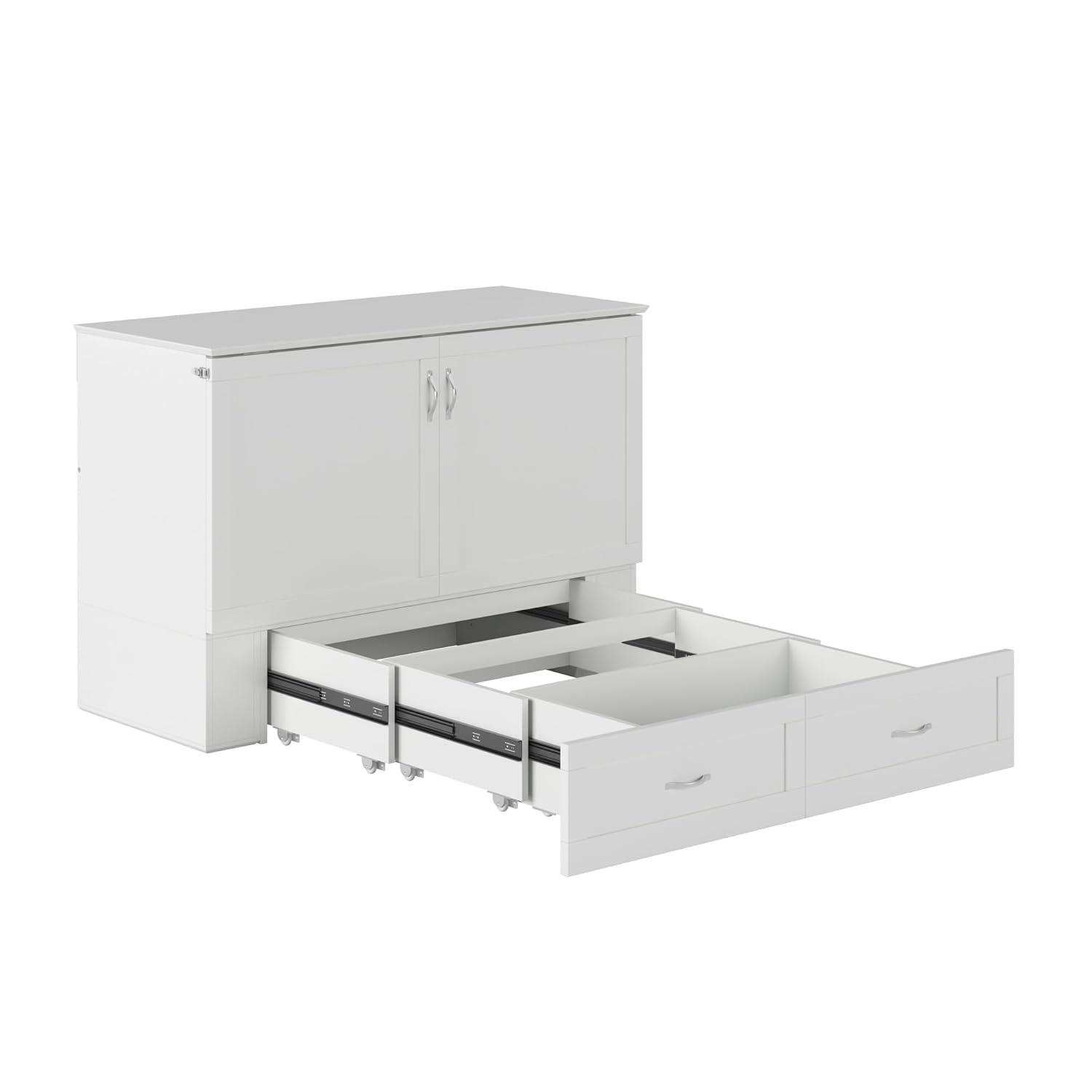 AFI Hamilton Full Solid Wood Murphy Bed Chest with Built-In Charger in White