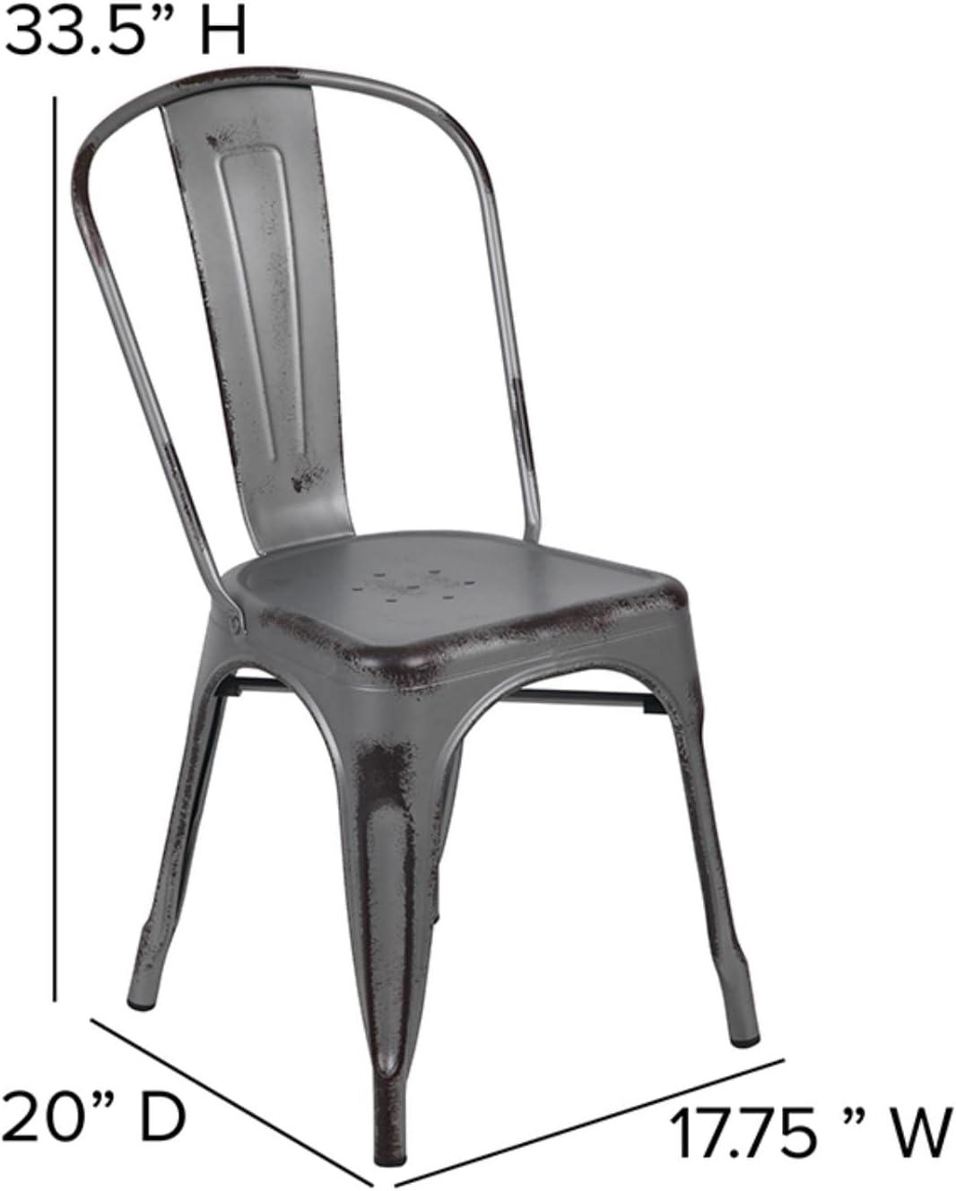 Flash Furniture Commercial Grade Distressed Metal Indoor-Outdoor Stackable Chair