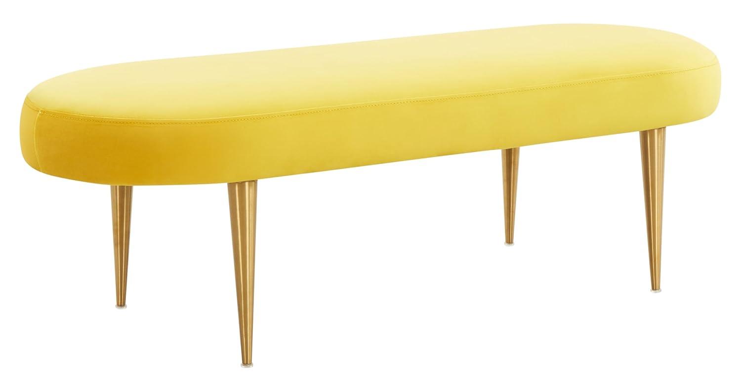 SAFAVIEH Couture Corinne Oval Solid Velvet Contemporary Bench, Marigold