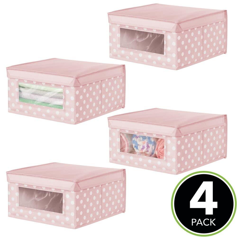 mDesign Medium Fabric Nursery Box with Lid/Window
