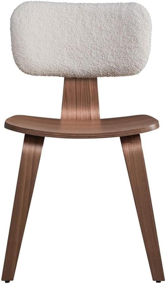 Casson Side Chair (Set-2), White Boucle & Walnut Finish (Set of 2)