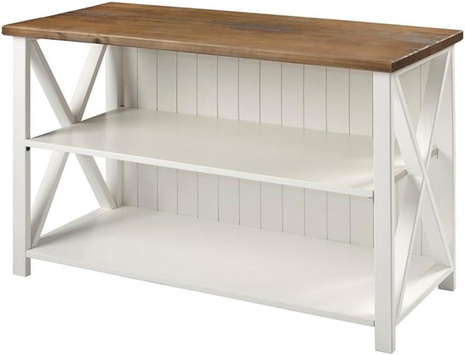 52" Solid Wood Farmhouse Storage Console - White/Reclaimed Barnwood