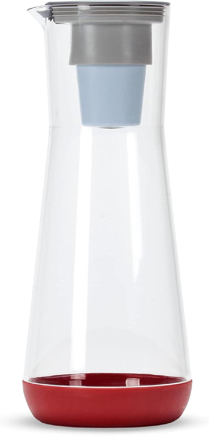 Crimson BPA-Free Plastic Water Filtration Carafe with Filter