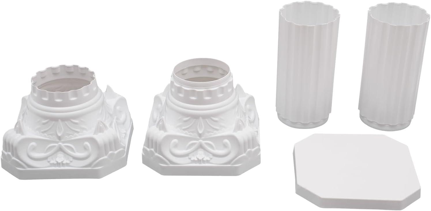 Roman Columns Plastic Wedding Stand Pillar Greek Statue Plant Stand Elegant Event Party Decorative Pedestal Flower Pot Holder Decor (4Pcs, 11.81x35.43 Inch)