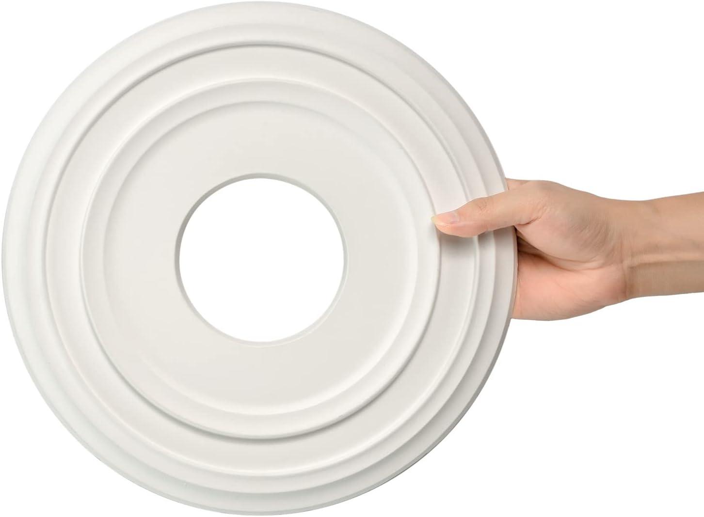 White Polyvinyl Ceiling Medallion for Light Fixtures, 12-3/8"