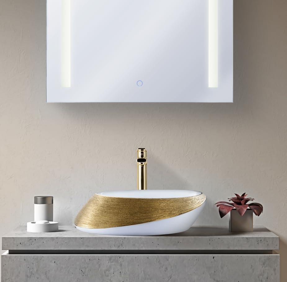 Vitreous China Oval Vessel Bathroom Sink with Overflow