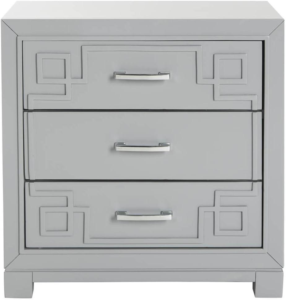 Raina 3 Drawer Greek Key Night Stand  - Safavieh