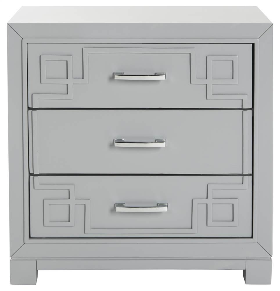 Raina 3 Drawer Greek Key Nightstand - FOX6278 - Black - Safavieh Couture
