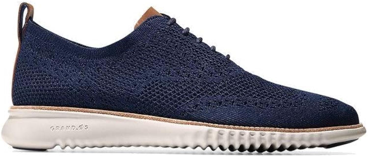 Marine Blue Genuine Leather and Polyester Lace-up Sneakers